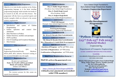FDP on Python Programming -Hybrid Mod((23rd Feb-25th Feb 2023)